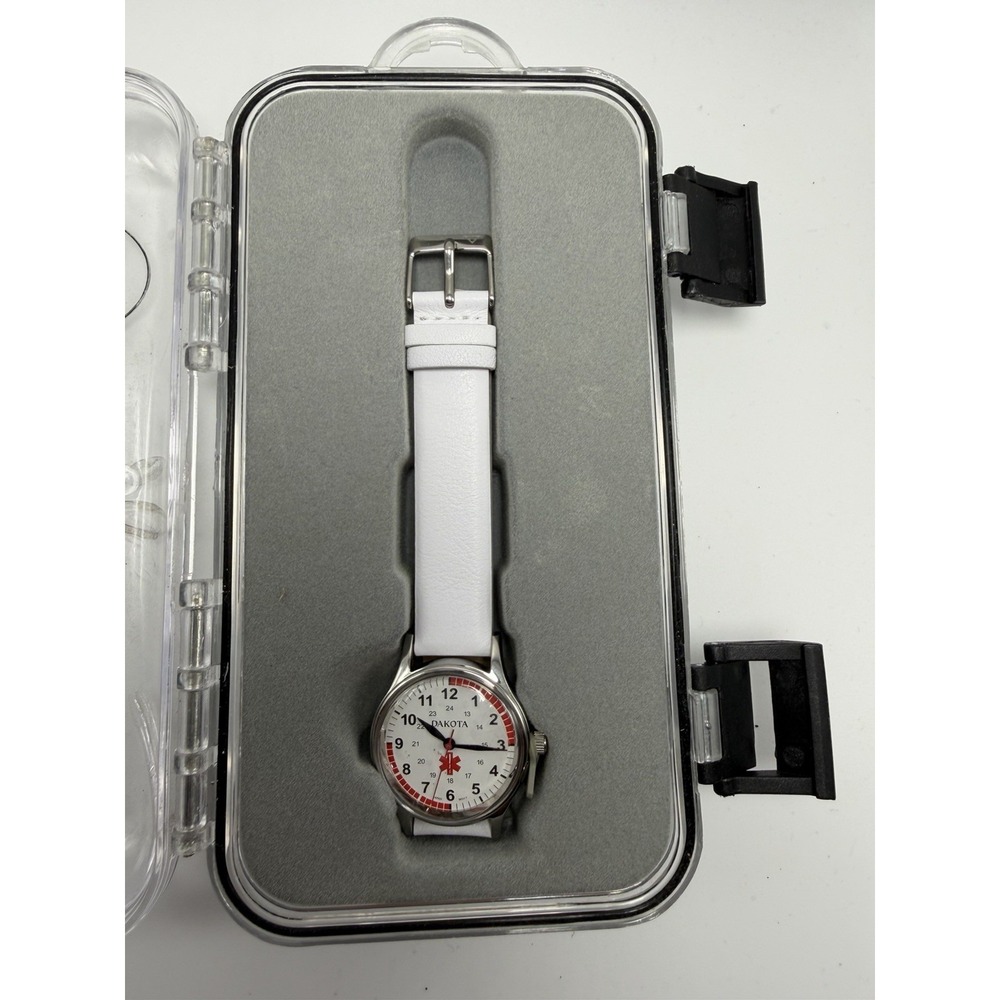 Dakota Ladies Nurse Watch 56548 New In Box 28MM 7" White Leather Band